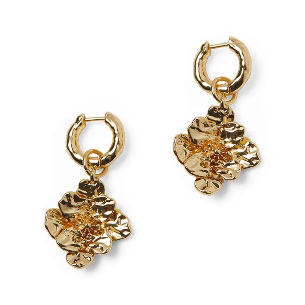 WEWOREWHAT Hammered Floral Pendant Earrings